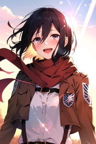Mikasa Ackerman, Shingeki No Kyojin, 1girl, D, Belt, Black H... — Stable Diffusion AI Prompt: mikasa ackerman, shingeki no kyojin, 1girl, :d, belt, black hair, blurry, blurry...
