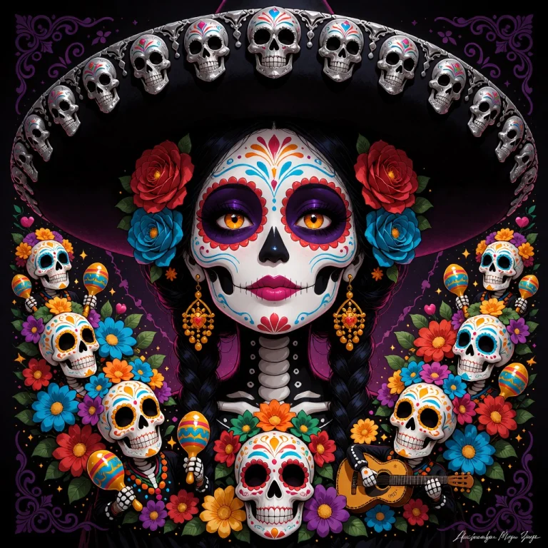 Create A Virtual Illustration Themed Around The Mexican Da D...
