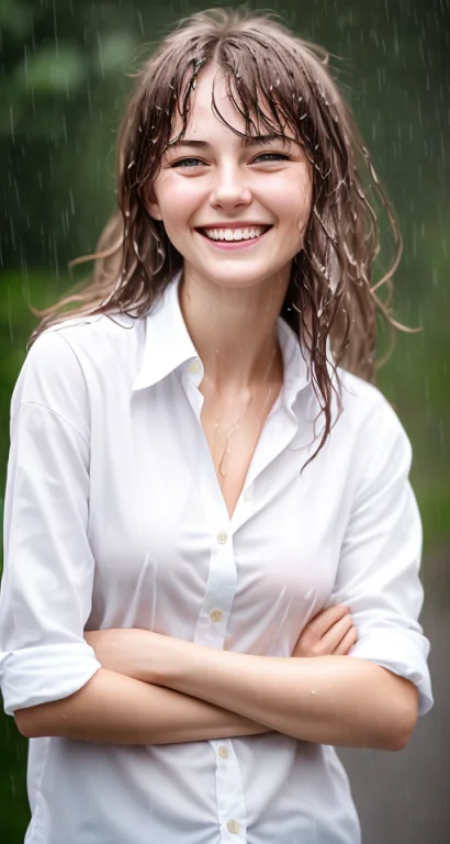 Russian Girl, Laughing, White Shirt, Unbuttoned, Clean Face,...