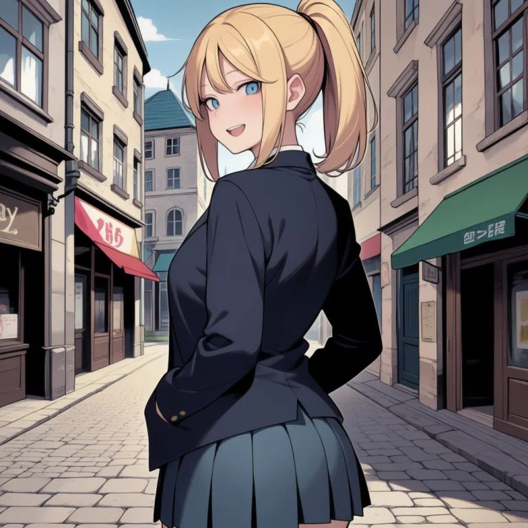 Ytnoppo, 1girl, Solo, Blonde Hair, Ponytail, Blue Eyes, A Yo...