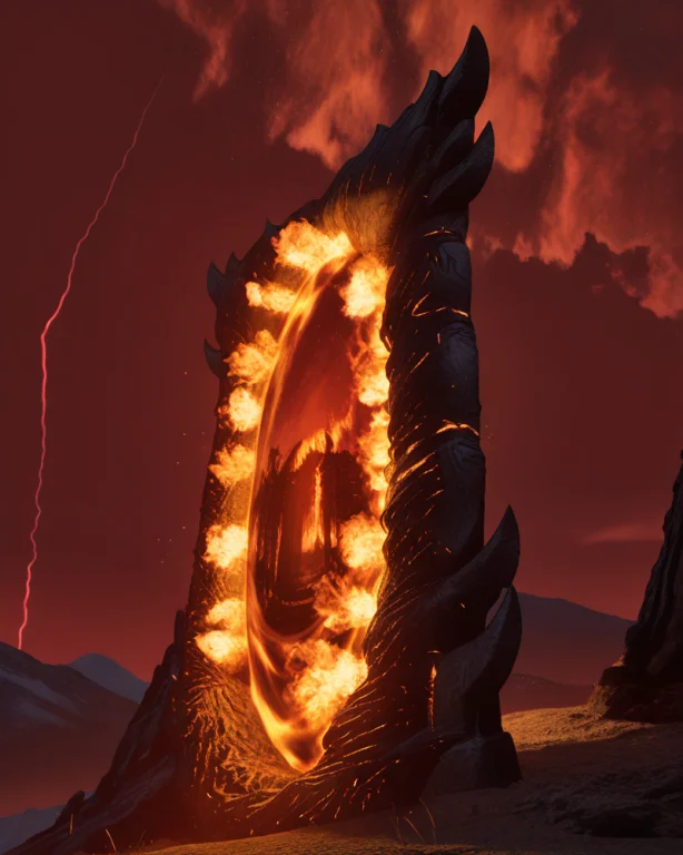 Oblivion Gate, Portal, Red Portal, Red Fire, Red Sky, Red Li...