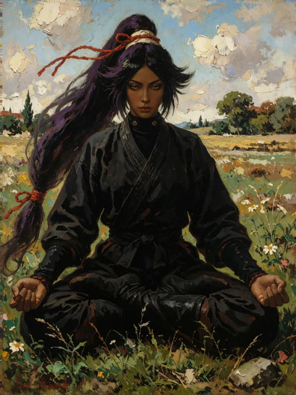 Gustave Courbet Style,shihouin Yoruichi,she Is Standing In A...
