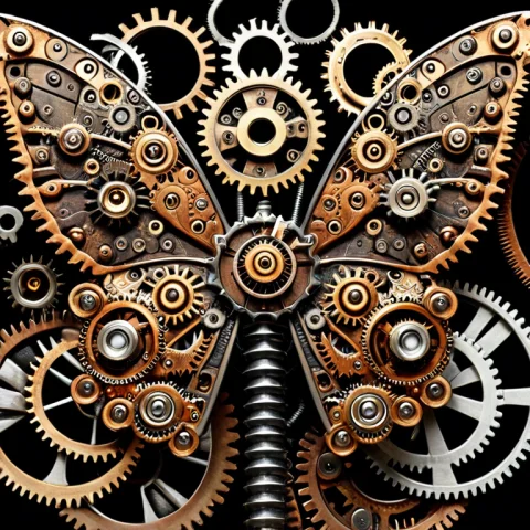 A Close-up Of A Large Butterfly With Outspread Wings Resting... — SDXL AI Prompt: a close-up of a large butterfly with outspread wings resting on a stem, made of...