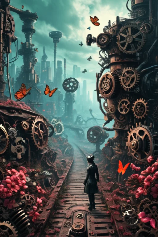 A Cute Butterfly With Cherry . Surreal Fantasy Scenery.. . G...