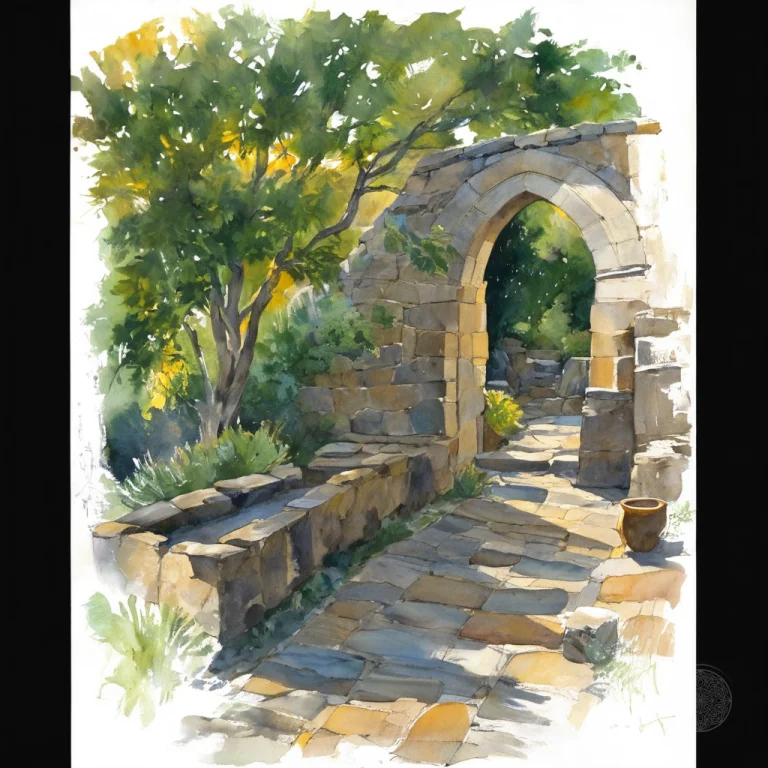 Ancient Monastic Living-stone Cloister On Terra, Parabolic A...