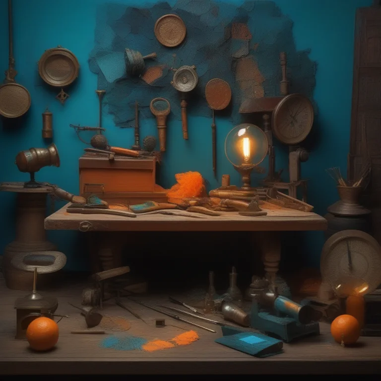 A Renaissance Workshop Cluttered With Inventions, Impasto Te...