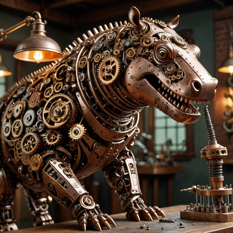 Steampunk Mechanical Render, Gearstyle Hippo Dentist, Made O...
