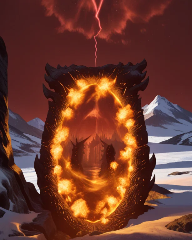 Oblivion Gate, Portal, Front View, Front, Mountain, Snow, Re...