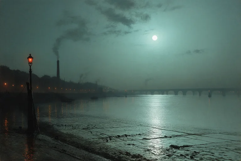 In The Manner Of Grimshaws Moonlit Visions, Wide River Estua...
