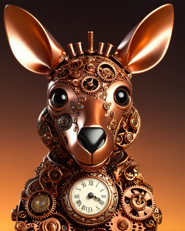 A Clockwork Kangaroo Made Of Copper Gears, A Pocket Watch Pe...