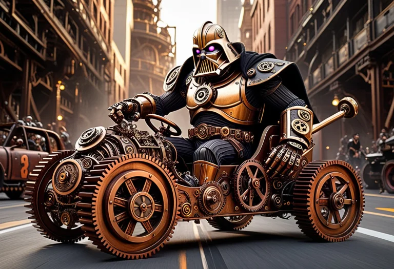 Dynamic, High-detail Photograph Capturing An Absurd Steampun...