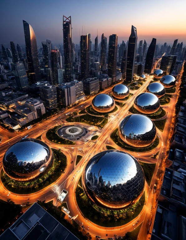 A Breathtaking Vista Of A Futuristic Cityscape Bathed In The...