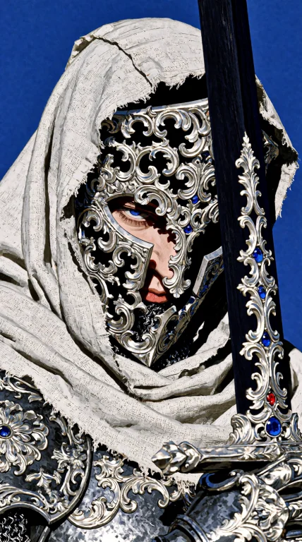 Houseofuday,a Hooded Figure In A Textured White Robe Dominat...
