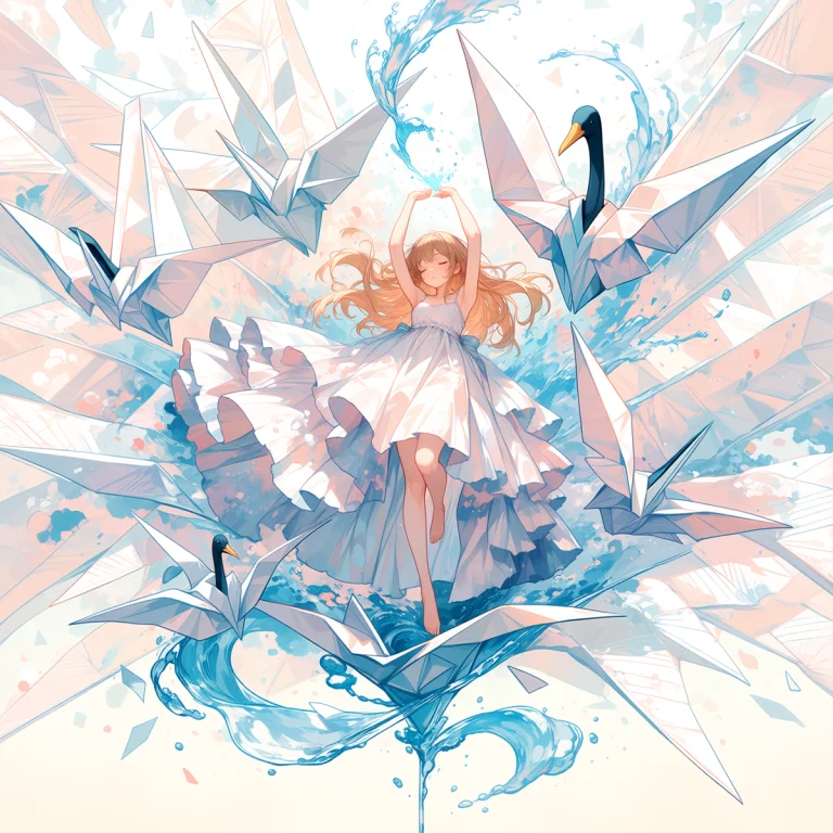 1girl, Solo, Surrealism, Abstract Art, World Made Of Folded...