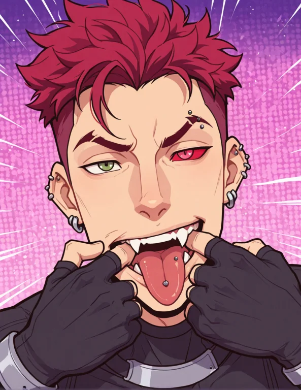 Kaynh2, Tongue, Piercing, Eyebrow Piercing, 1boy, Tongue Pie...
