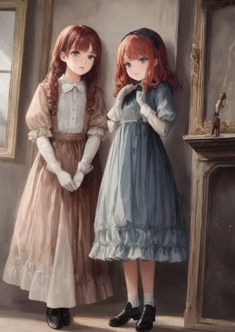 Teen With Curly Red Hair, And Blue Eyes, Has A Petite Frame... — Stable Diffusion AI Prompt: Teen with curly red hair, and blue eyes, has a petite frame and a small nose, sm...