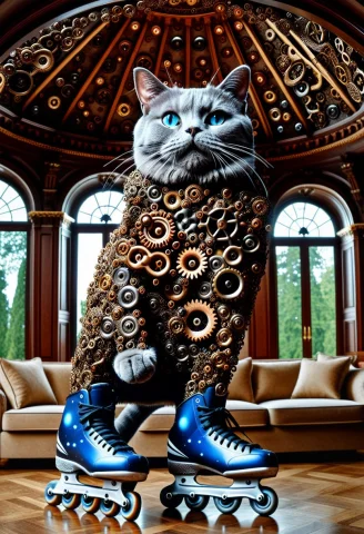All Made Of Gears2.1, Cat3, Indoors Made Of Gears2, Backgrou... — SDXL AI Prompt: (All made of gears:2.1), (cat:3), (indoors made of gears:2), (background made of...