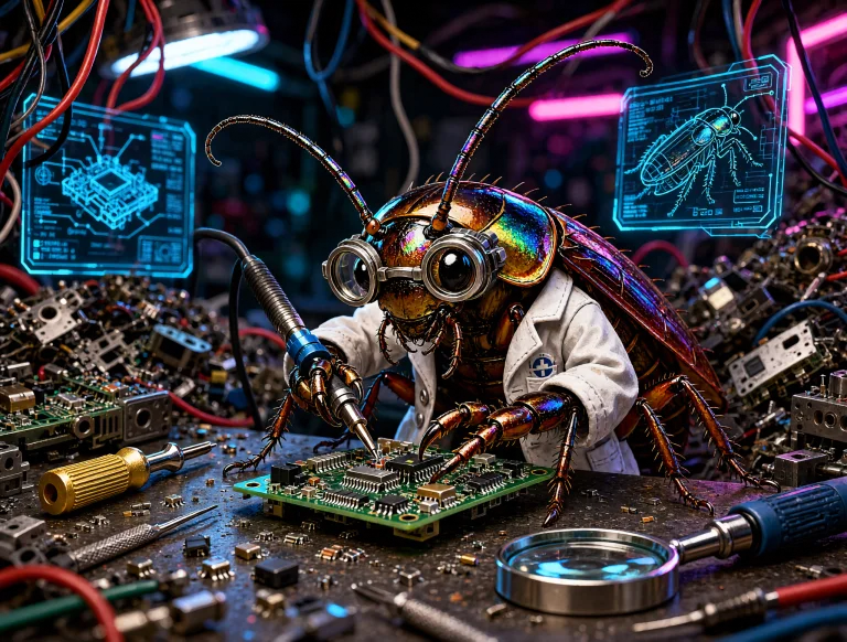 A Hyper-realistic Depiction Of A Cockroach Meticulously Repa...