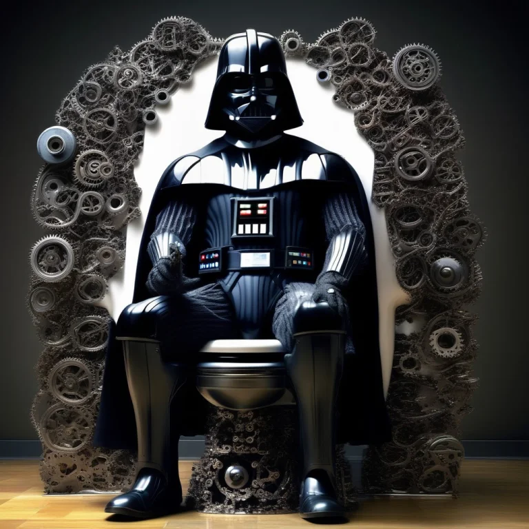 A Realistic Image Of Darth Vader In Armor Made Of Gears, Sit...