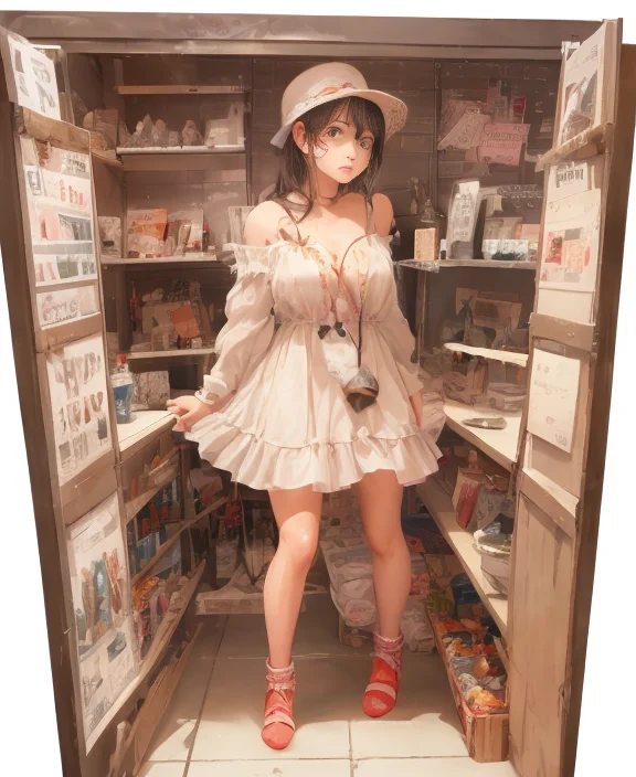 White Background1.55, Bottle Bottom0.9, 1 Girl, Mid Shot, Fu...