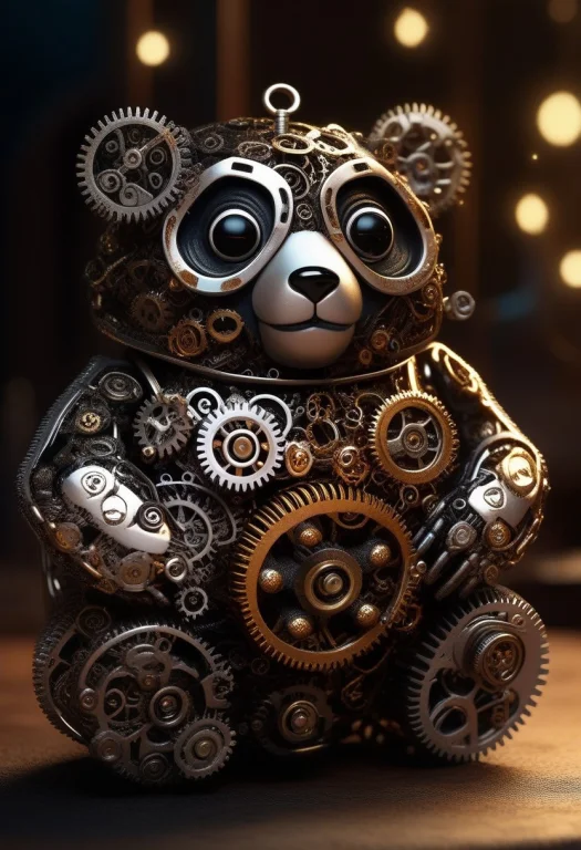 A Cute Adorable Panda Made Entirely From Interlocking Gears...
