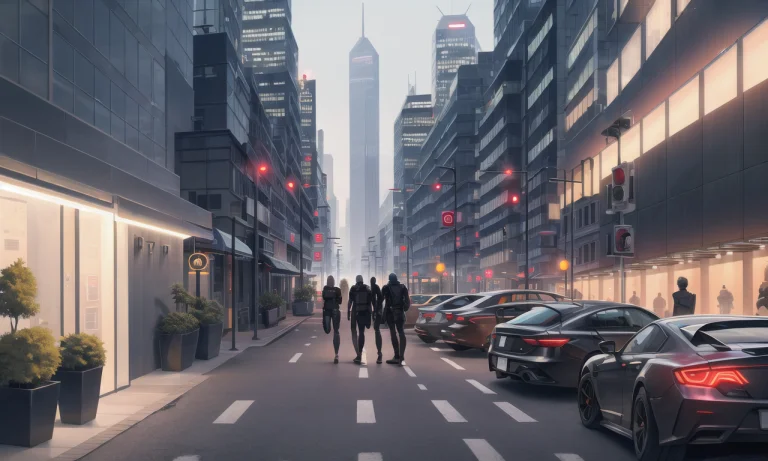 Cyberpunk, City, Outdoor, Lamppost, Street, Building, Skyscr...