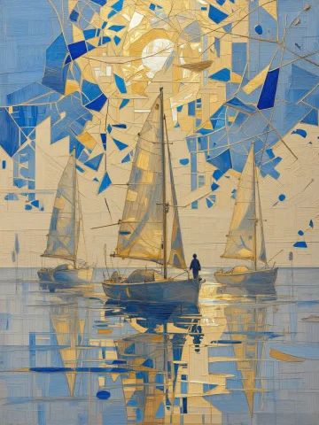 Ficonetemarpot Art Style. In This Breathtaking Cinematic Fra... — Stable Diffusion AI Prompt: Ficonetemarpot art style. In this breathtaking cinematic frame, three sailboats...