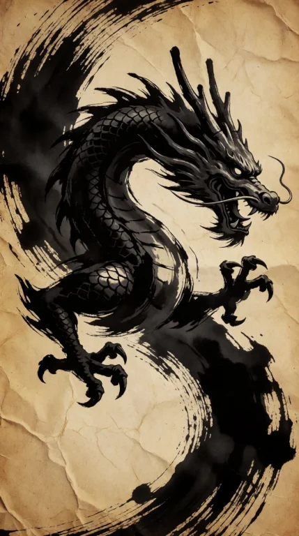 A Massive, Dynamic Brush Stroke Of Viscous Black Sumi-e Ink...