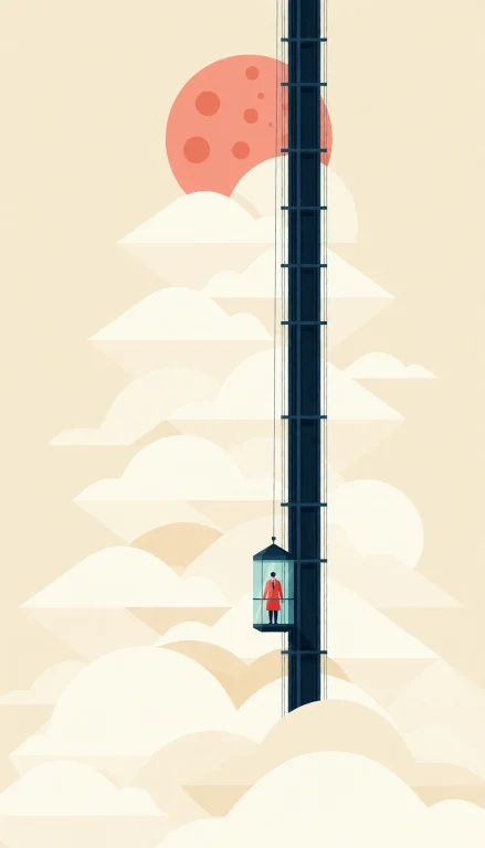 Vector Flat Design Illustration, Extreme Vertical Scale A Ti...