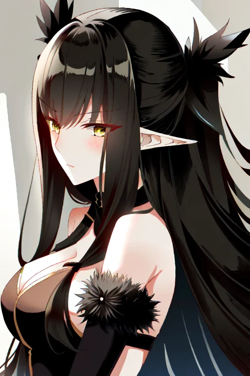 Semiramis Fate, Black Dress, Black Fur Trim, Bridal Gauntlet...