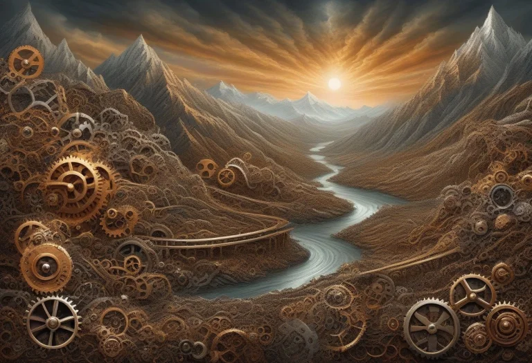 Gearstyle, Wide Intricate Mesmerizing Mountain Landscape Whe...