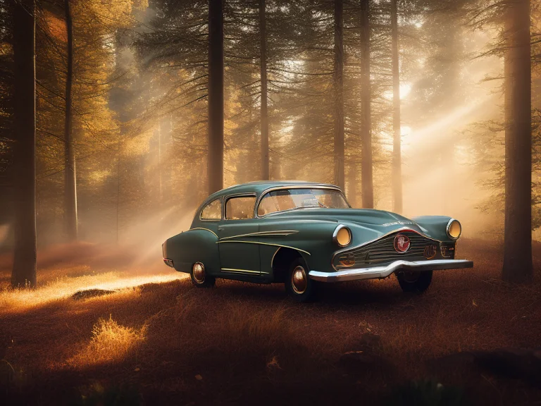 Woods With Oldtimer Car, Retrofutur5-400, Carhelper, God Ray...