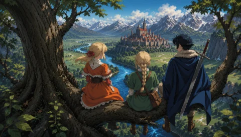 Masterpiece Japanese Fantasy Anime Illustration, Ghibli Stud... — Stable Diffusion AI Prompt: Masterpiece Japanese fantasy anime illustration, Ghibli studio style, Makoto Shi...