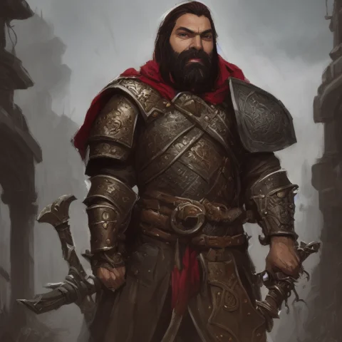 Darkestdiffusion Portrait Of A Stout Bearded Dwarf With Heav... — Stable Diffusion AI Prompt: darkest_diffusion portrait of a stout bearded dwarf with heavy ornate armor, axe...