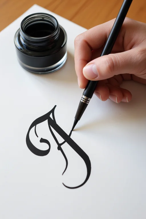 A Calligraphers Hand Holding A Quill At The Correct Angle, I...