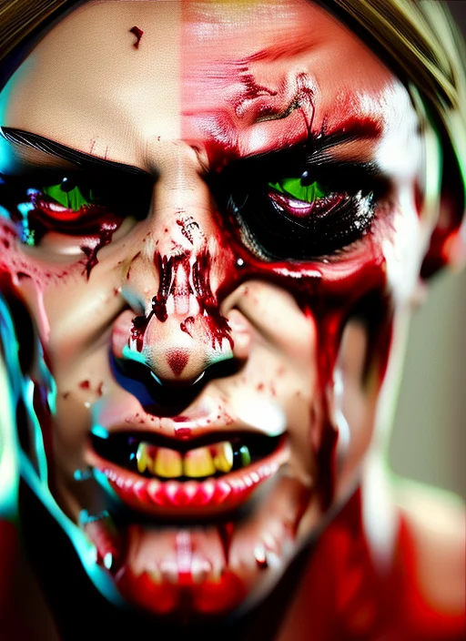 Sexy Beautiful Woman With Green Eyes And Blone Hair, Zombifi...