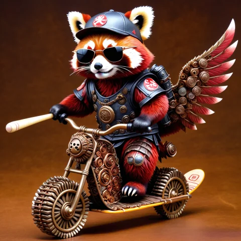 Red Panda1.1 Samurai, Japanese Armor Made Of Roast Gears, We... — SDXL AI Prompt: (red panda:1.1) samurai, japanese armor made of roast gears, wearing sunglasses,...