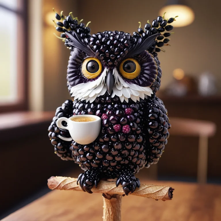 Blackberryworld, A Sleepy Owl Entirely Constructed From Blac...