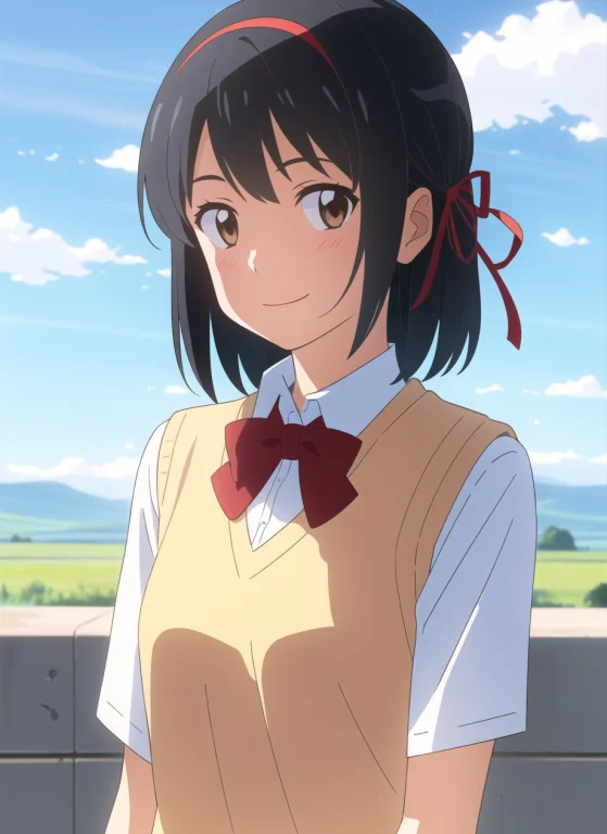 Shinkai Makoto, Kimi No Na Wa., 1girl, Bangs, Black Hair, Bl...