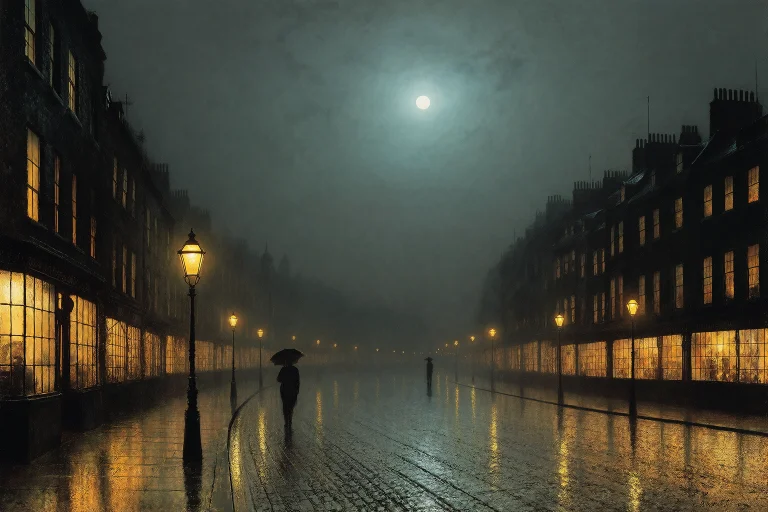 John Atkinson Grimshaw Style, The Final Nocturnal Vision Wid...