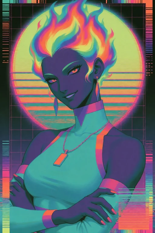 Chandra Nalaar From Magic The Gathering, Has Rainbow Fire Ha...