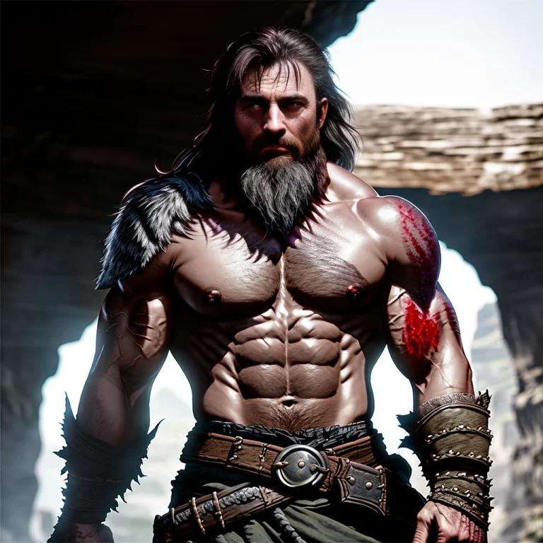 Award Winning Waist Up Photo Of A Rugged Fantasy Barbarian,...