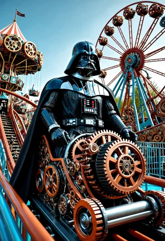 Loragearstyle1, Surrealism,absurdres,made Of Gear Style, Gea... — SDXL AI Prompt: , Surrealism,absurdres,made of gear style, gears Darth Vader visiting a gigantic...