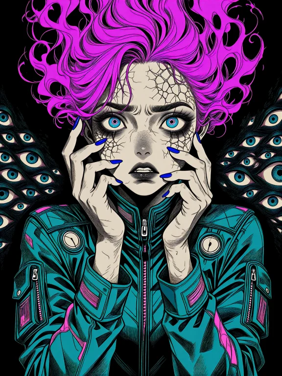 Mikkoani With Complex Gritty Linework, A Young Woman With A...