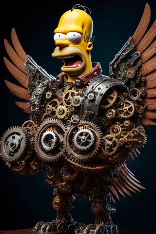 A Very Angry Homer Simpson Holding A Transparent Wings With... — SDXL AI Prompt: A very angry Homer SImpson holding a transparent wings with an angry expression....