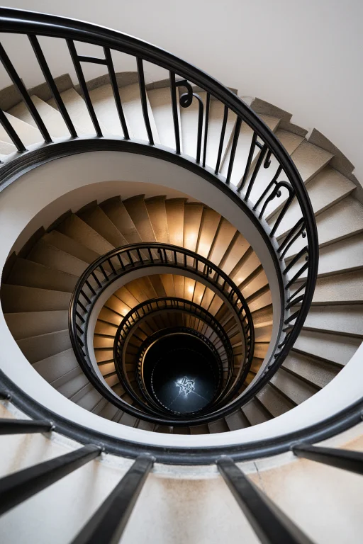 A Spiral Staircase Seen Straight From Above, Perfect Golden-...