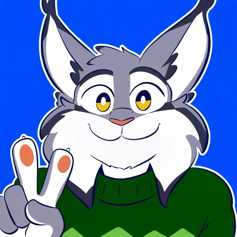 1boy, Male, Solo, Anthro Lynx, Lynx, Feline, Gray Fur, Yello...