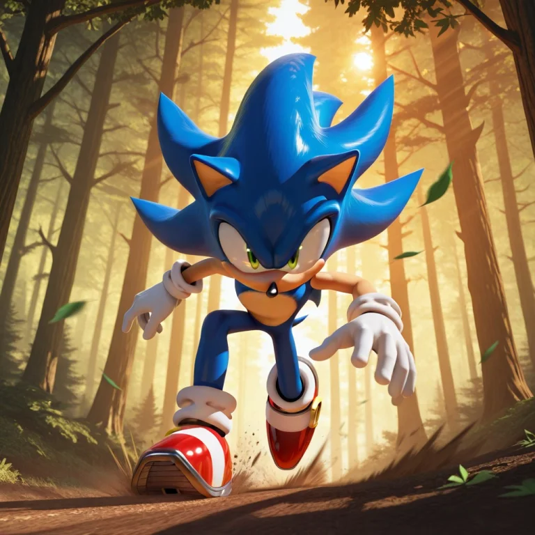 Sonic The Hedgehog Sprinting At Incredible Speed Through A L...