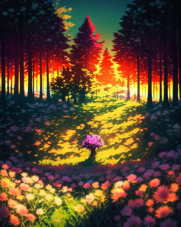 A Tree In A Grassy Field At Sunset, By Clrs, Flowers, Beauti...
