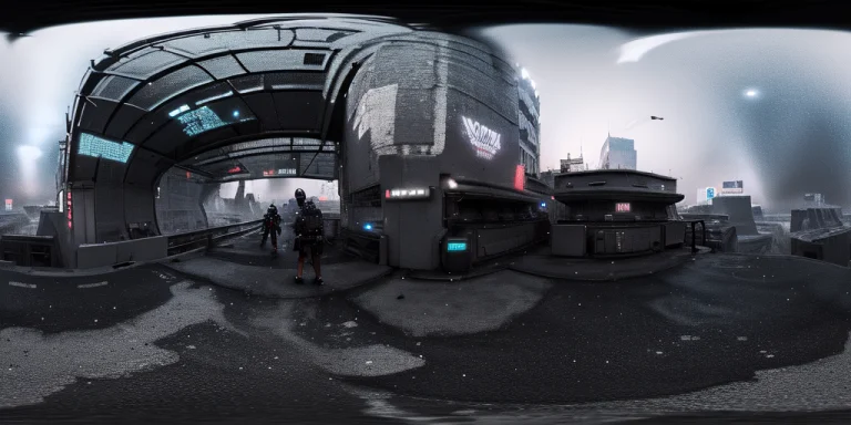 Hdri Panorama View, Cyberpunk, Magical, Gateway, Airships, L...